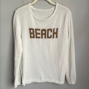 White Long Sleeve Beach Sweater Size Small